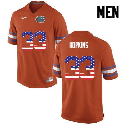 Men's Florida Gators #33 Tyriek Hopkins NCAA Nike Orange USA Flag Fashion Authentic Stitched College Football Jersey EZI4862FP